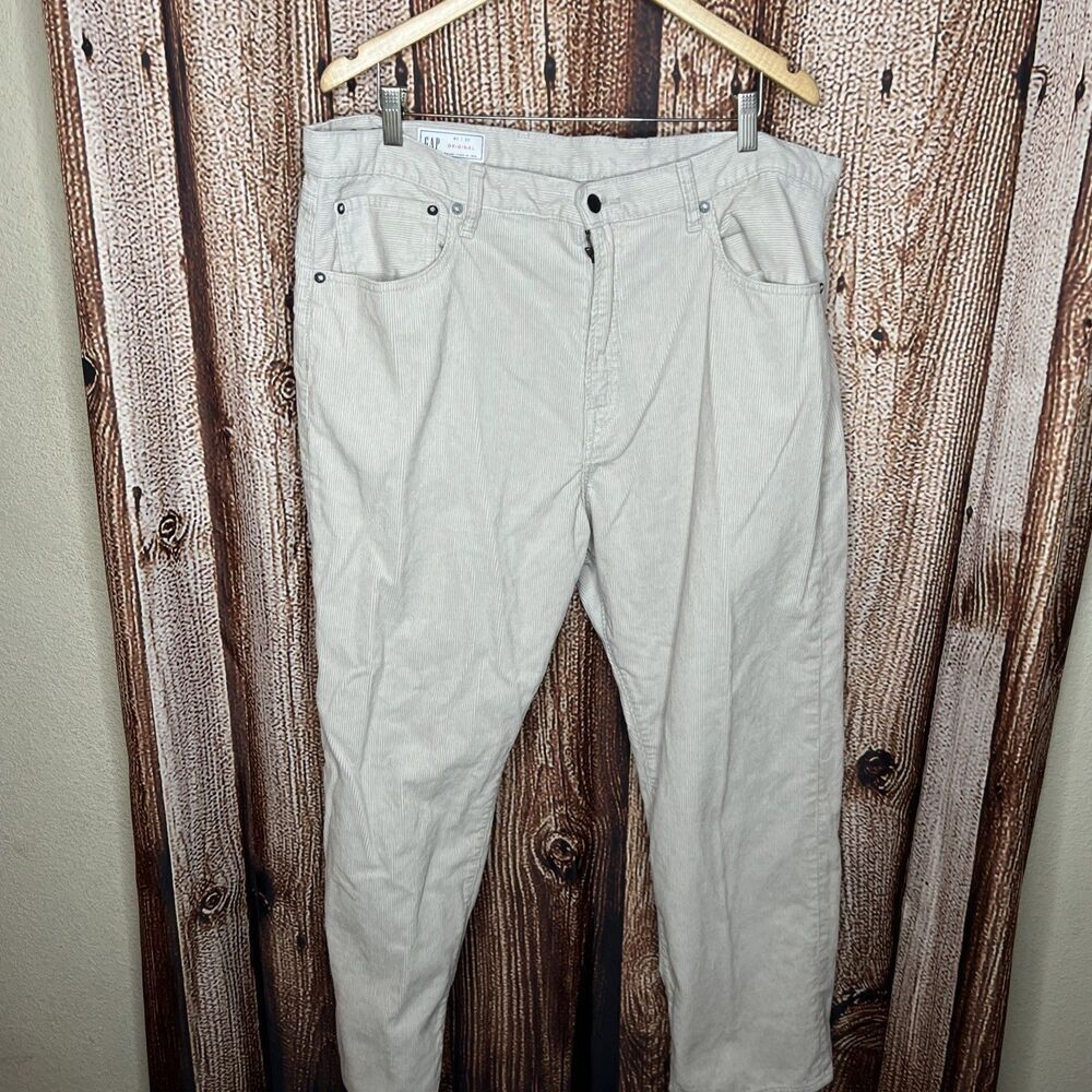 Mens Gap Corduroy Pants 40x30 Tan 5 Pocket Straight Fit Tan Cords Stretch